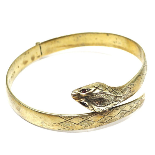 1975 Vintage Victorian Style Snake Serpent Ouroboros Hinged Bangle Bracelet