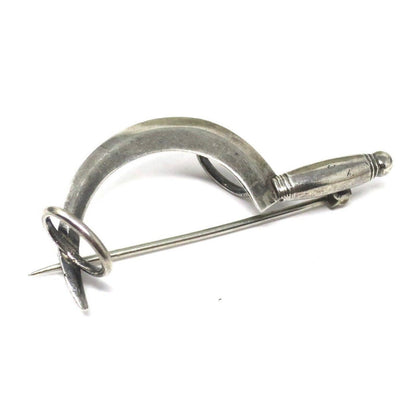 Rare Patented Antique Victorian 1886 Silver Scythe Pin Brooch