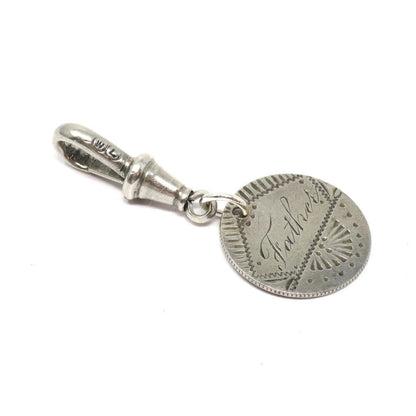 1887 Antique Love Token Hand Engraved Father United States of America Coin Charm