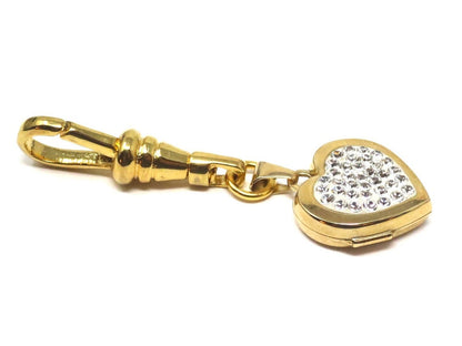 Vintage 9ct Yellow Gold Heart with Pave Cubic Zirconia Locket Pendant