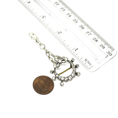 Antique Edwardian French Belle Époque Silver with Diamond Paste Brooch Pin Pendant