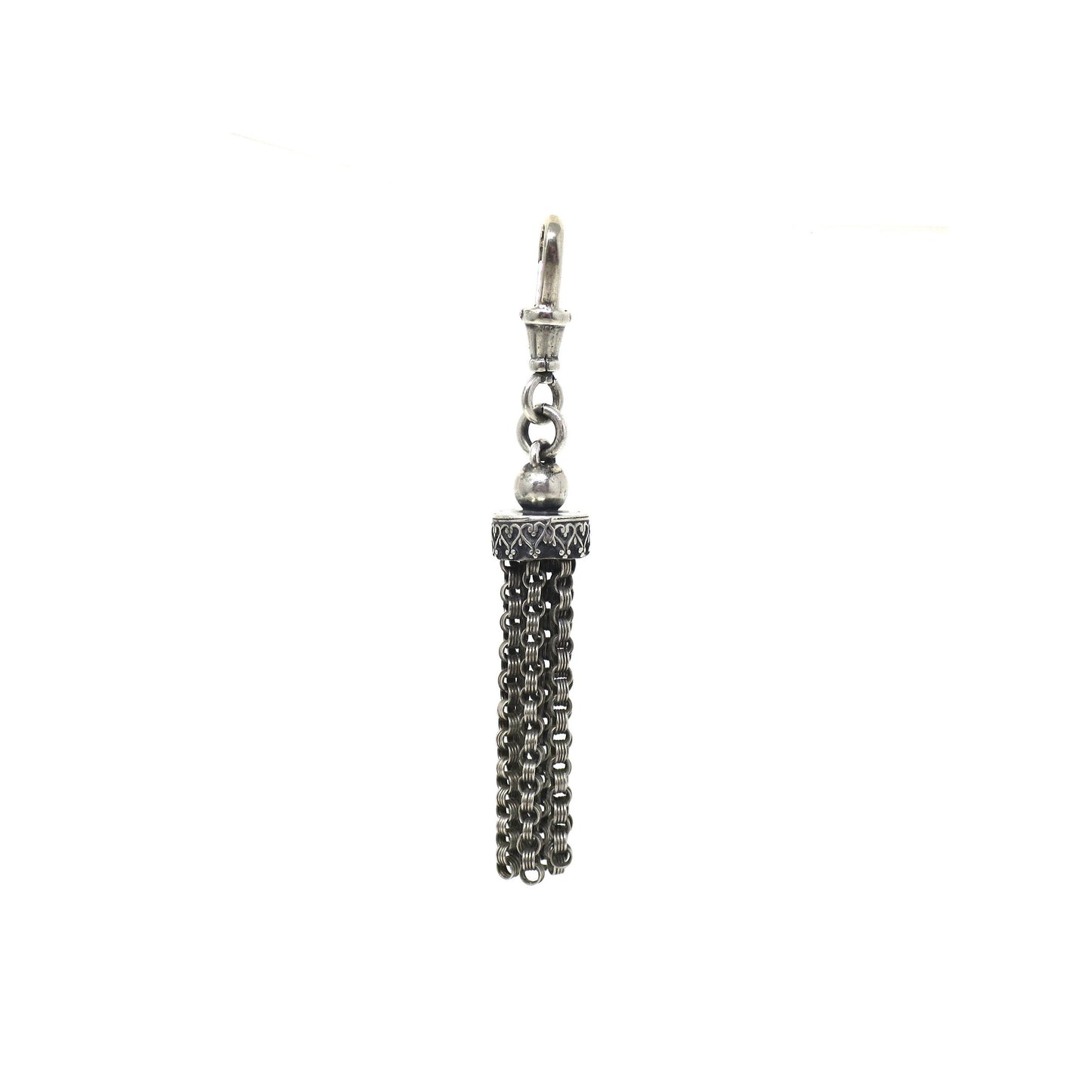 Antique Victorian Sterling Silver Ornate Fob Tassel Pendant