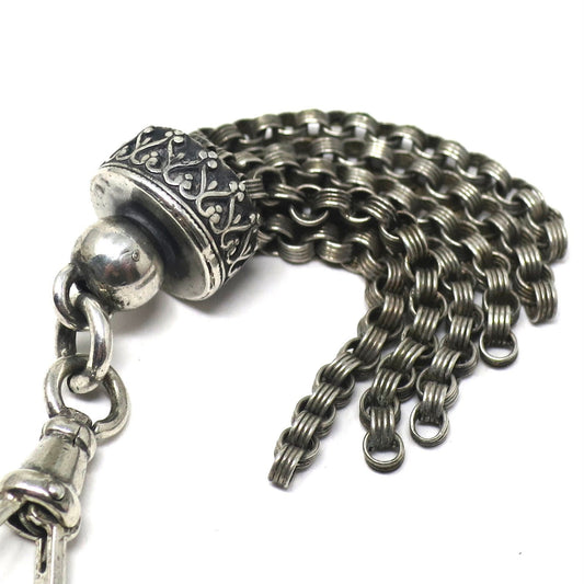 Antique Victorian Sterling Silver Ornate Fob Tassel Pendant