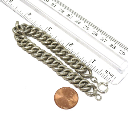 Antique Victorian French Silver Chunky Textured Curb Link Bracelet
