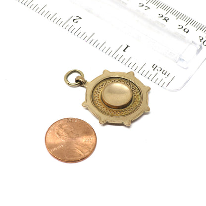 1924 Vintage 2 Sided Engraved Gold Cartouche Shield Medal Watch Fob Pendant