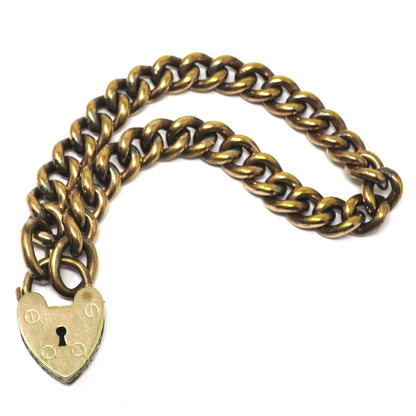 Antique Victorian Rolled Gold Curb Chain Bracelet with Padlock