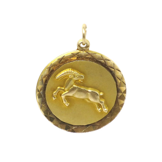 Vintage 1962 London 9k 9ct Gold Capricorn Goat Zodiac Disc Charm