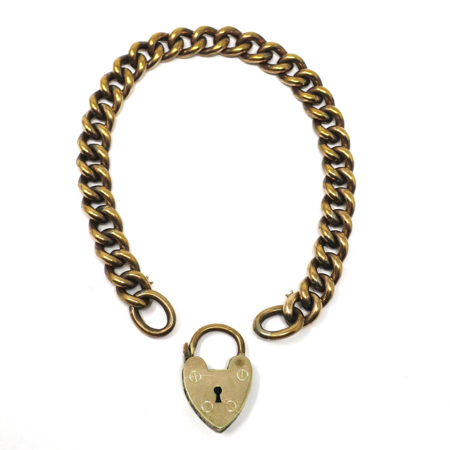 Antique Victorian Rolled Gold Curb Chain Bracelet with Padlock