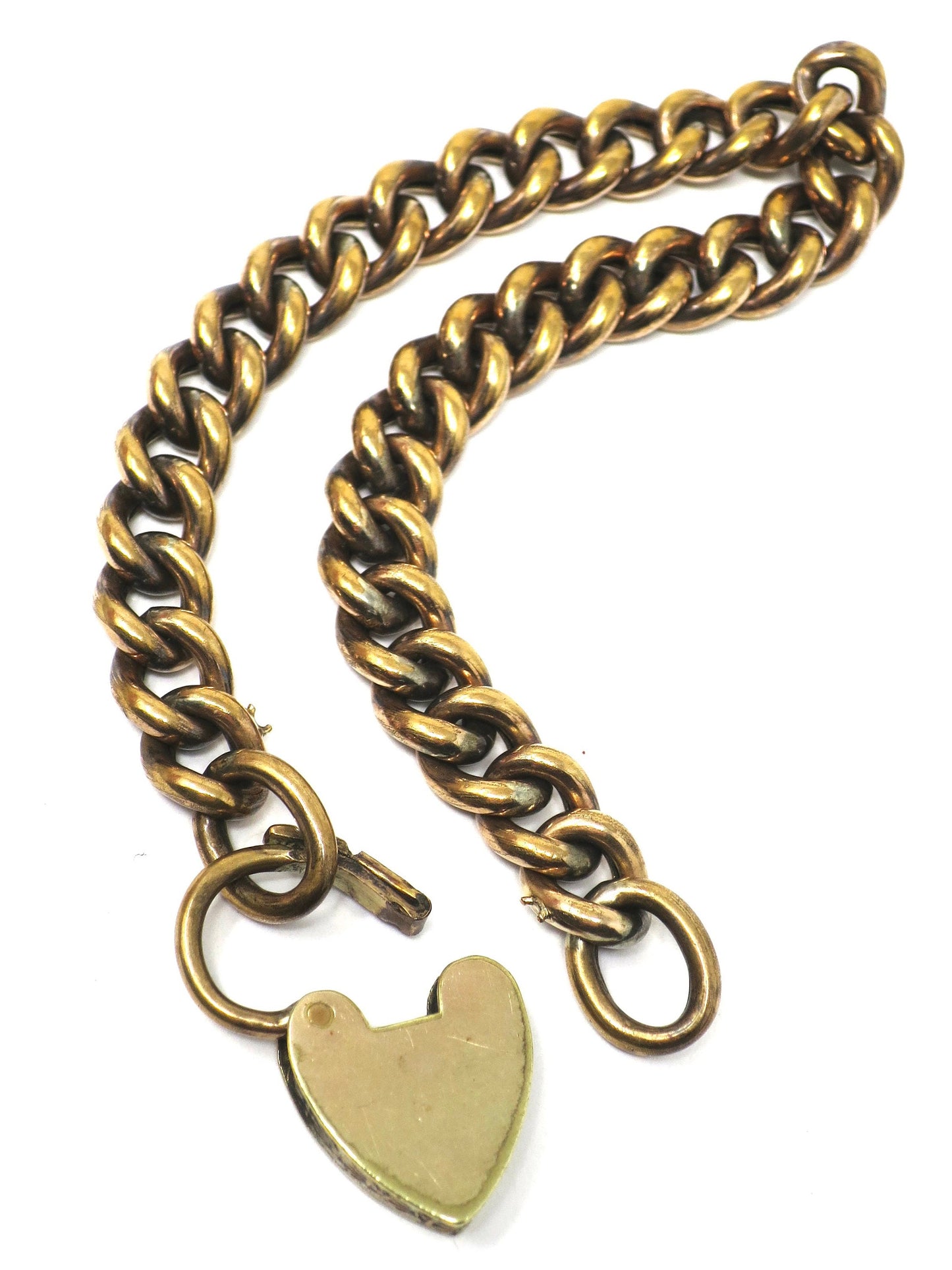 Antique Victorian Rolled Gold Curb Chain Bracelet with Padlock