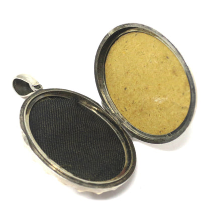 Victorian Sterling Silver Engraved Bird Locket Pendant