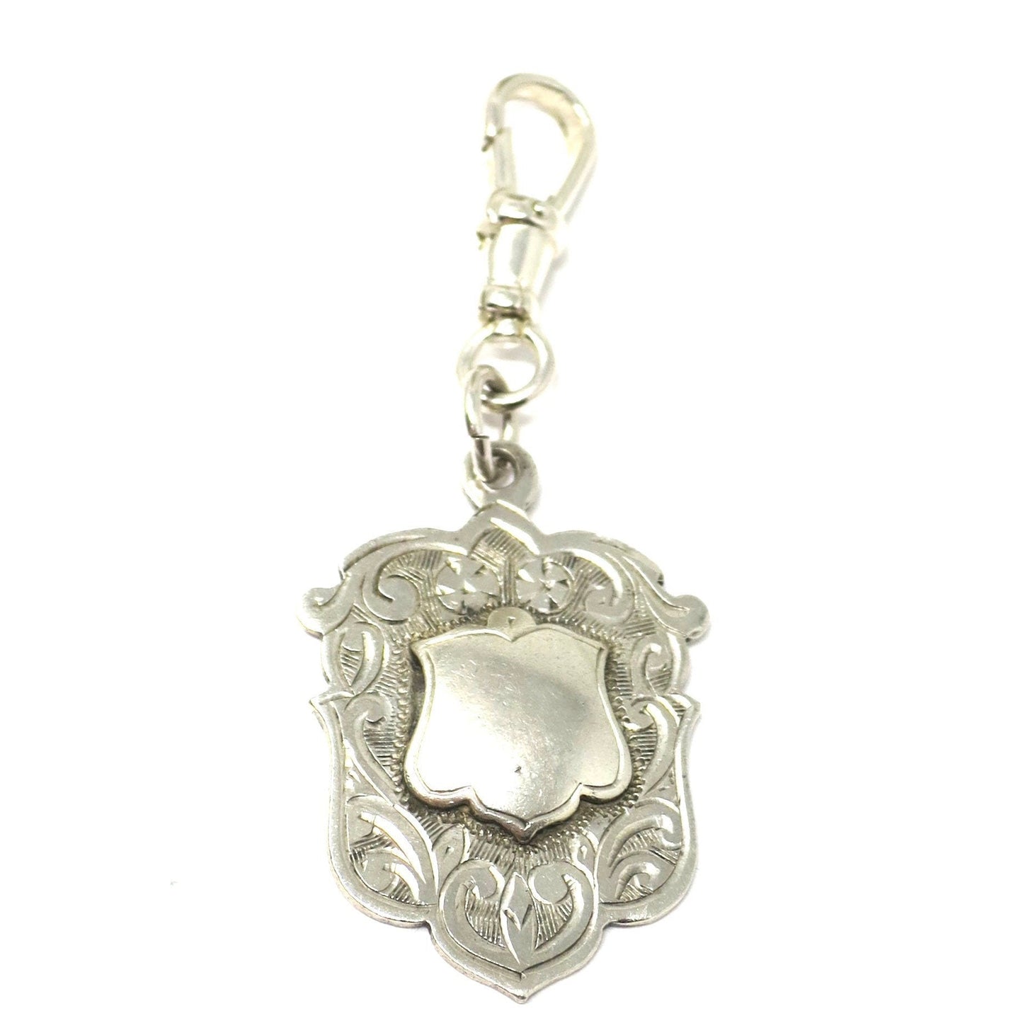 Art Deco Antique Sterling Silver Watch Fob Pendant: Birmingham 1933 Forget-Me-Not Flowers