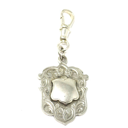 Art Deco Antique Sterling Silver Watch Fob Pendant: Birmingham 1933 Forget-Me-Not Flowers