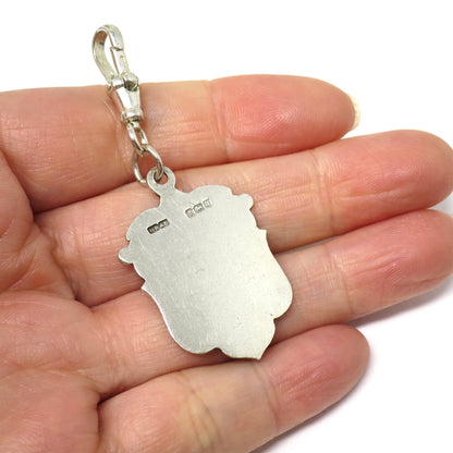 Art Deco Antique Sterling Silver Watch Fob Pendant: Birmingham 1933 Forget-Me-Not Flowers