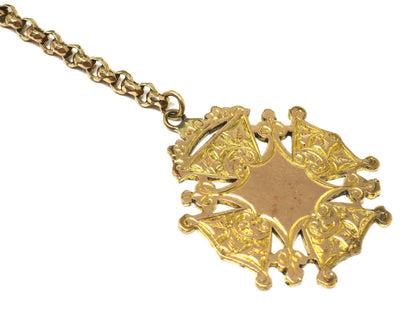 Victorian 2 Sided Engraved Ivy Leaves Gold Filled Medal Watch Fob Pendant