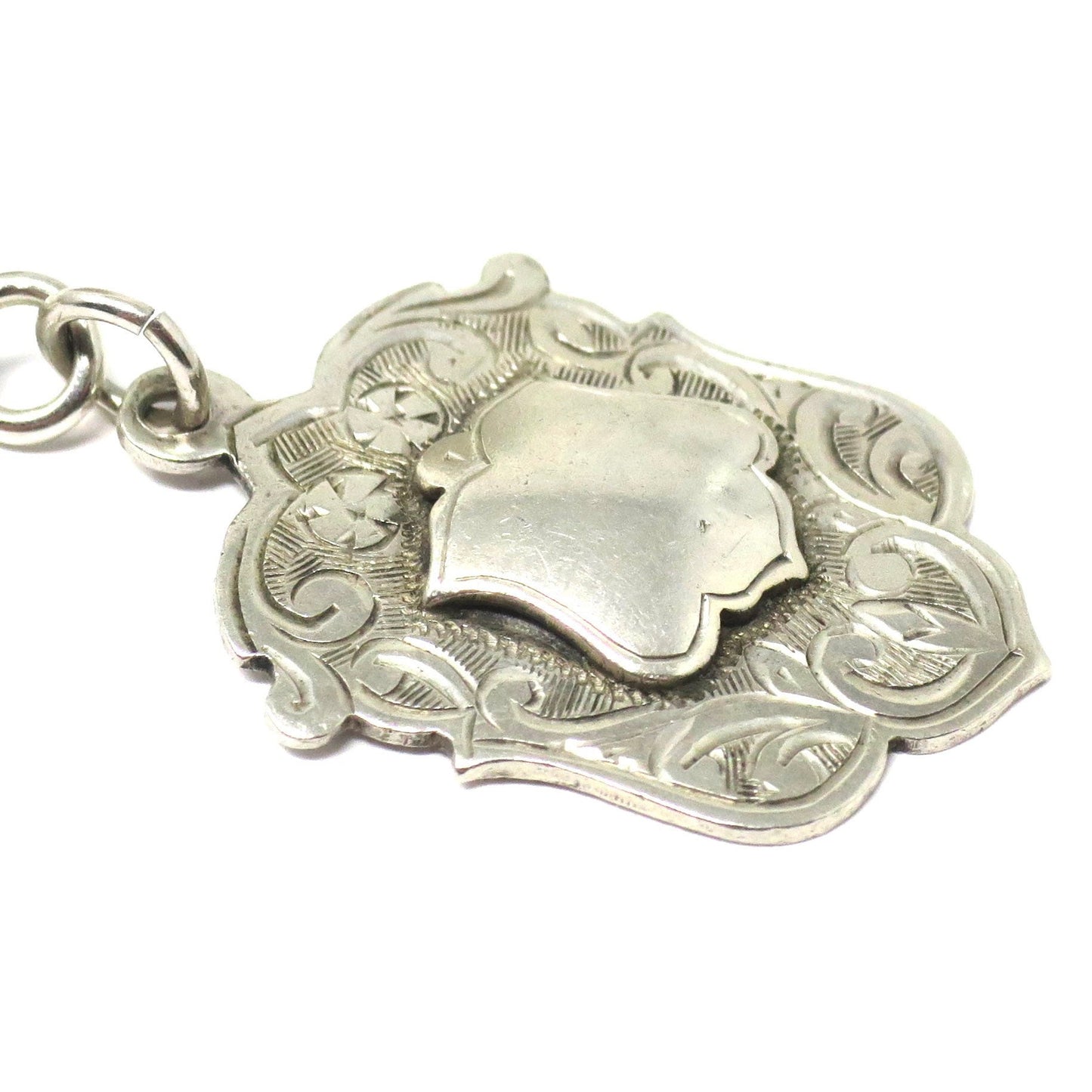 Art Deco Antique Sterling Silver Watch Fob Pendant: Birmingham 1933 Forget-Me-Not Flowers