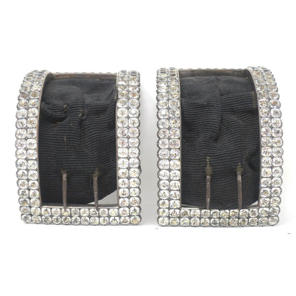 Antique Georgian Sterling Silver Shoe Buckles With Black Dot Paste Stones