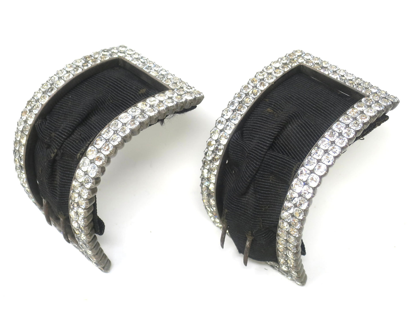 Antique Georgian Sterling Silver Shoe Buckles With Black Dot Paste Stones