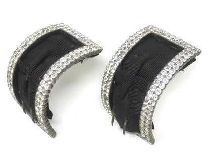 Antique Georgian Sterling Silver Shoe Buckles With Black Dot Paste Stones