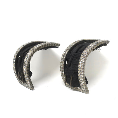 Antique Georgian Sterling Silver Shoe Buckles With Black Dot Paste Stones