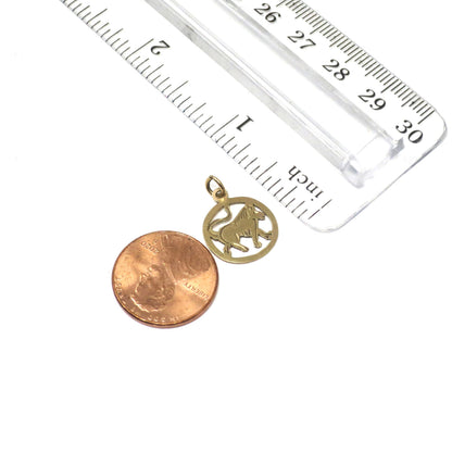 Vintage 1962 Solid 9ct 9k Yellow Gold Leo Lion Zodiac Disc Charm