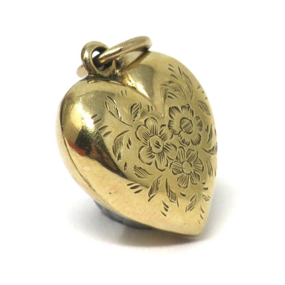 Antique Victorian 9ct Gold Plated Forget Me Not Heart Charm with Locket