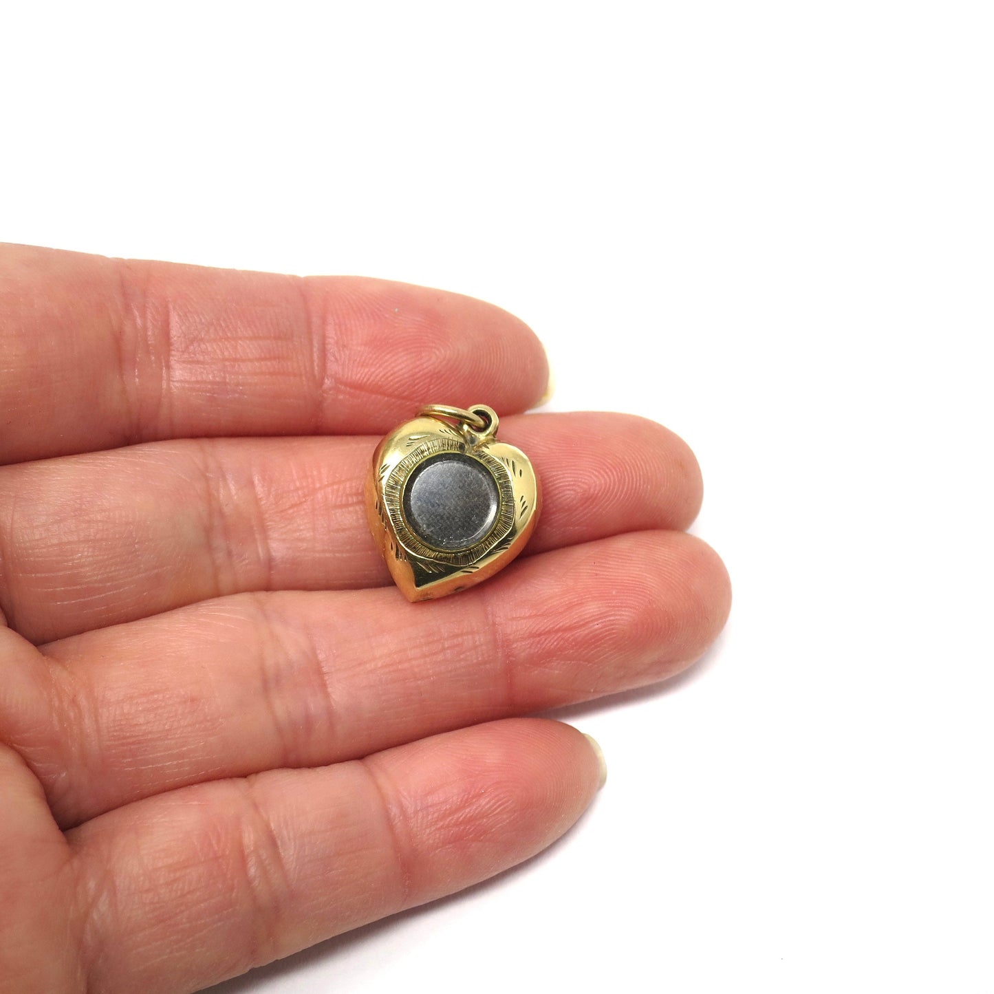 Antique Victorian 9ct Gold Plated Forget Me Not Heart Charm with Locket