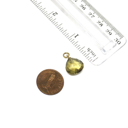 Vintage 1990's 9ct 9k Gold and Faceted Quartz Teardrop Charm Pendant