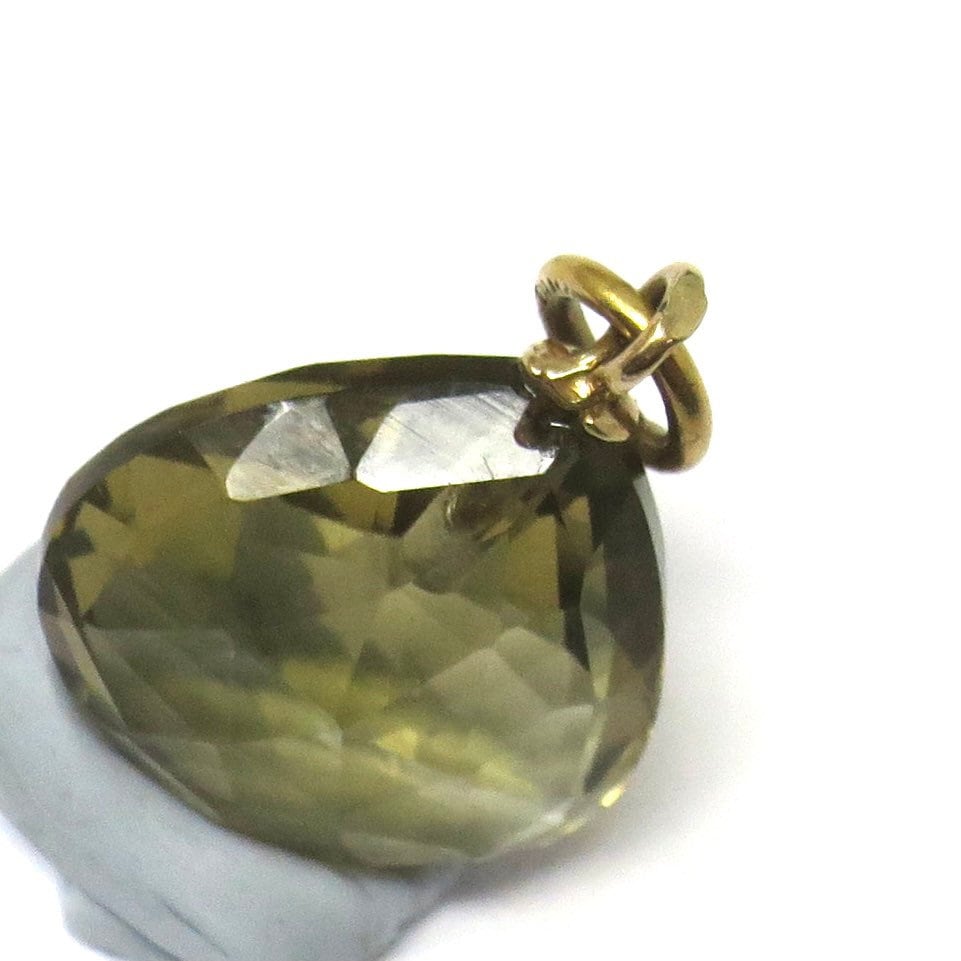 Vintage 1990's 9ct 9k Gold and Faceted Quartz Teardrop Charm Pendant
