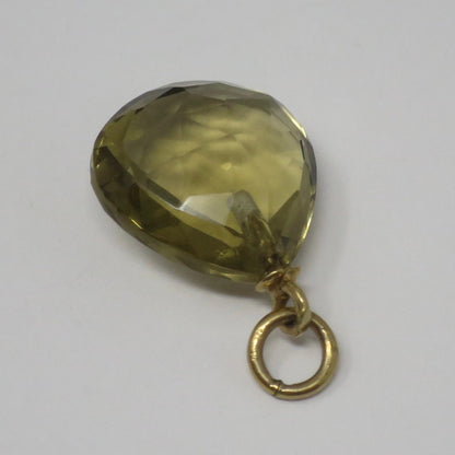 Vintage 1990's 9ct 9k Gold and Faceted Quartz Teardrop Charm Pendant