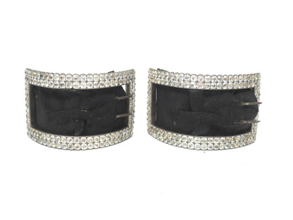 Antique Georgian Sterling Silver Shoe Buckles With Black Dot Paste Stones