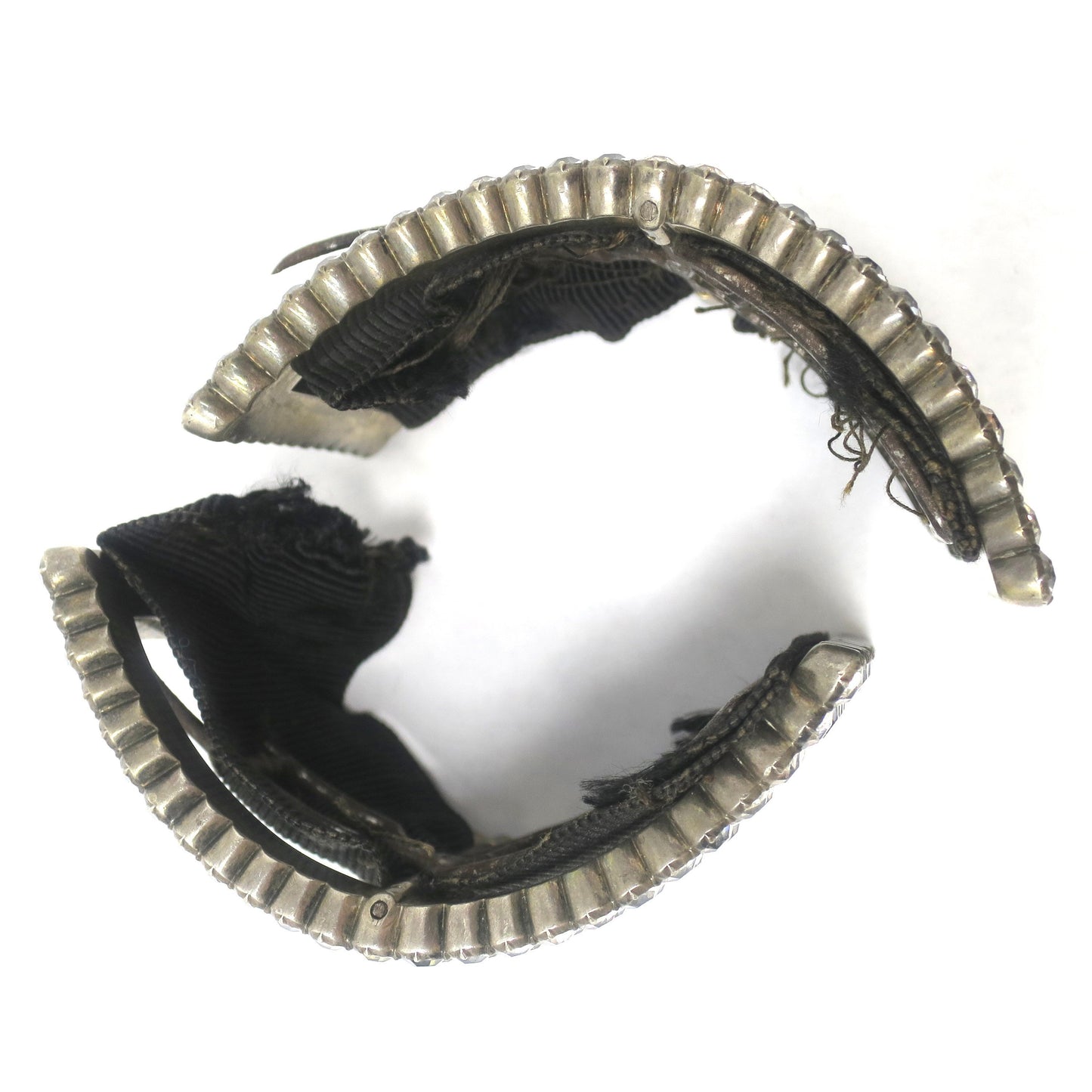 Antique Georgian Sterling Silver Shoe Buckles With Black Dot Paste Stones