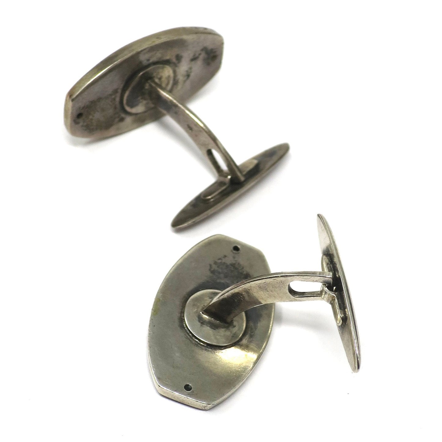 Antique Niello & Rose Gold Vermeil Belt Buckles Cufflinks Cuff Links N9