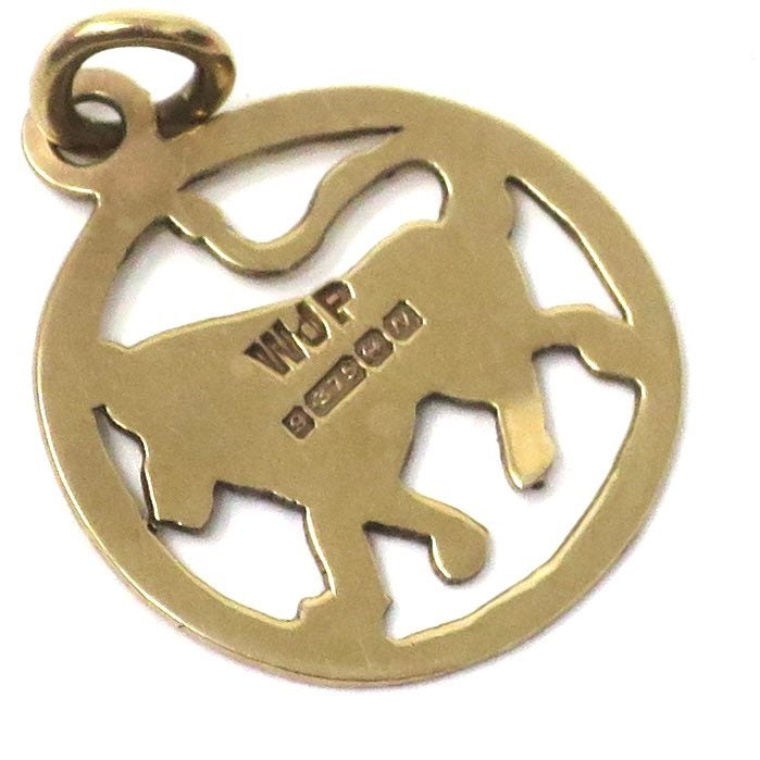 Vintage 1962 Solid 9ct 9k Yellow Gold Leo Lion Zodiac Disc Charm