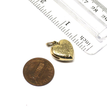 Antique Victorian 9ct Gold Plated Forget Me Not Heart Charm with Locket