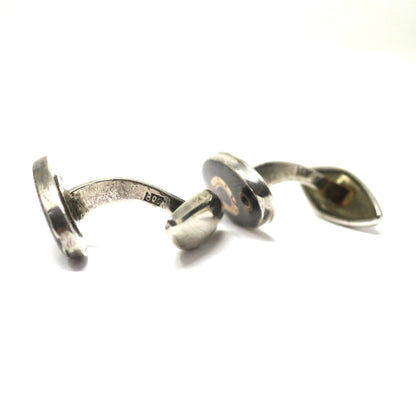 Antique Niello & Rose Gold Vermeil Horseshoe Good Luck Cufflinks Cuff Links N21