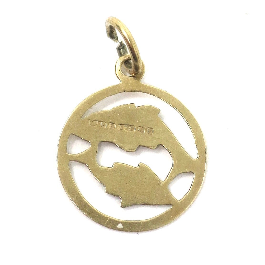 Vintage 1970's 9ct Gold Pisces Fish Zodiac Disc Charm