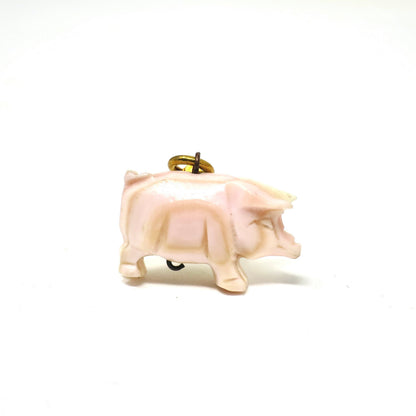 Rare Antique Victorian Hand Carved True Angel Skin Coral 3D Pig Piggy Charm