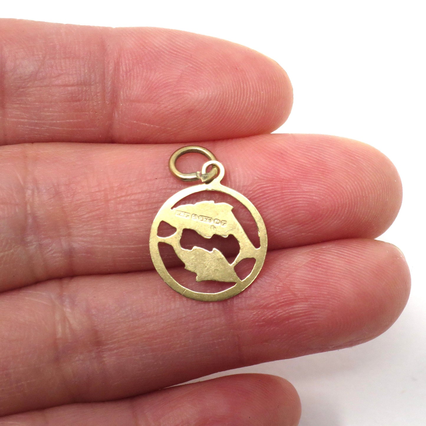 Vintage 1970's 9ct Gold Pisces Fish Zodiac Disc Charm