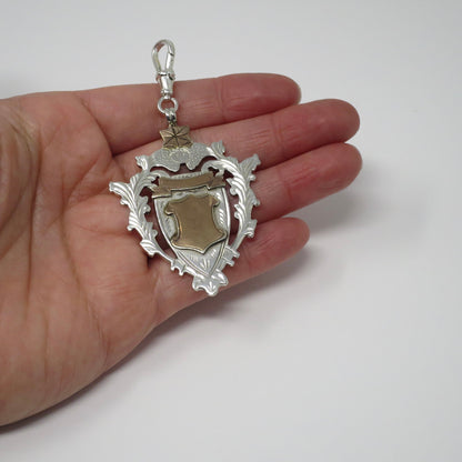 Antique 1899 Birmingham Sterling Silver Cherub Cartouche Fob Pendant