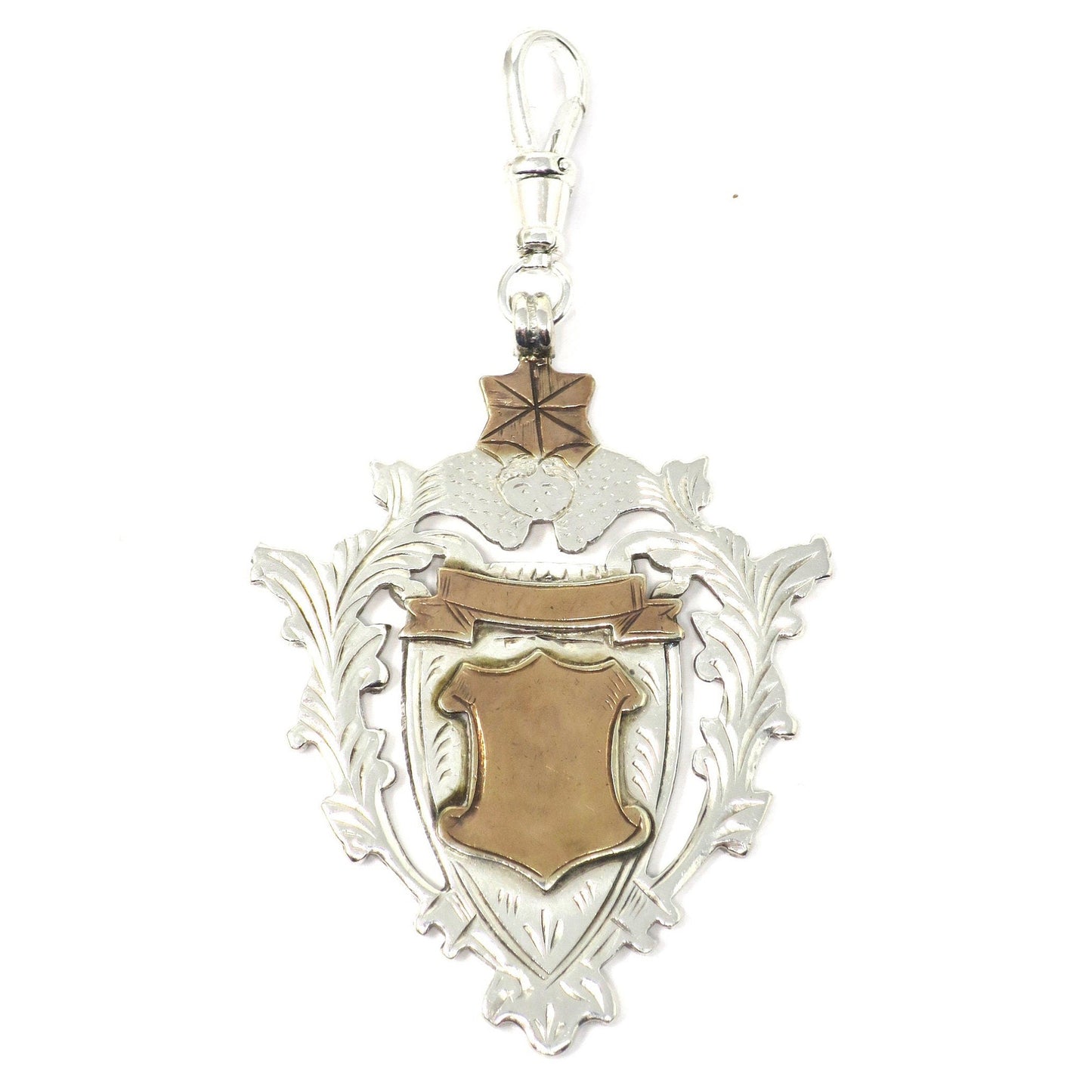 Antique 1899 Birmingham Sterling Silver Cherub Cartouche Fob Pendant