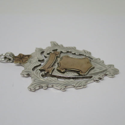 Antique 1899 Birmingham Sterling Silver Cherub Cartouche Fob Pendant
