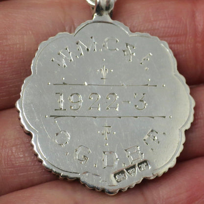Vintage 1922 Sterling Silver & Rose Gold Vermeil Cartouche Medal Shield Watch Fob Pendant