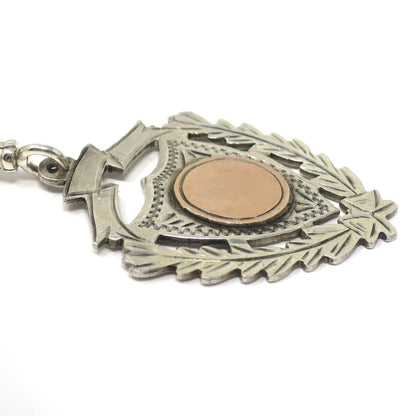 Georgian Sterling Silver Rose Gold Vermeil Cartouche Watch Fob Pendant 1801
