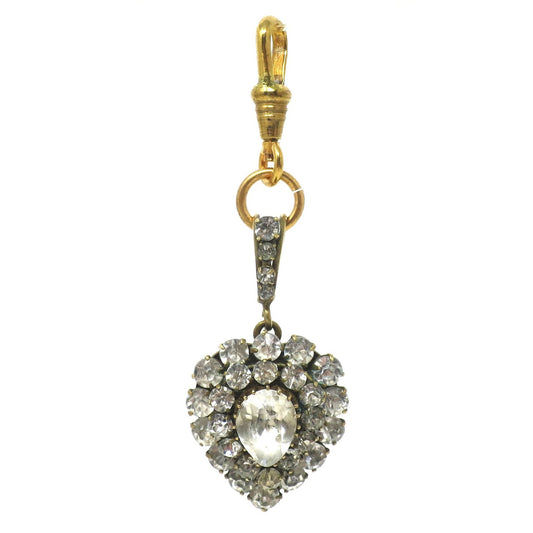 c. 1880s–1890s Antique Victorian Rose-Cut Diamond Paste Heart Pendant
