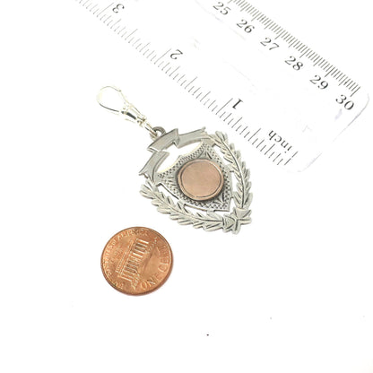 Georgian Sterling Silver Rose Gold Vermeil Cartouche Watch Fob Pendant 1801