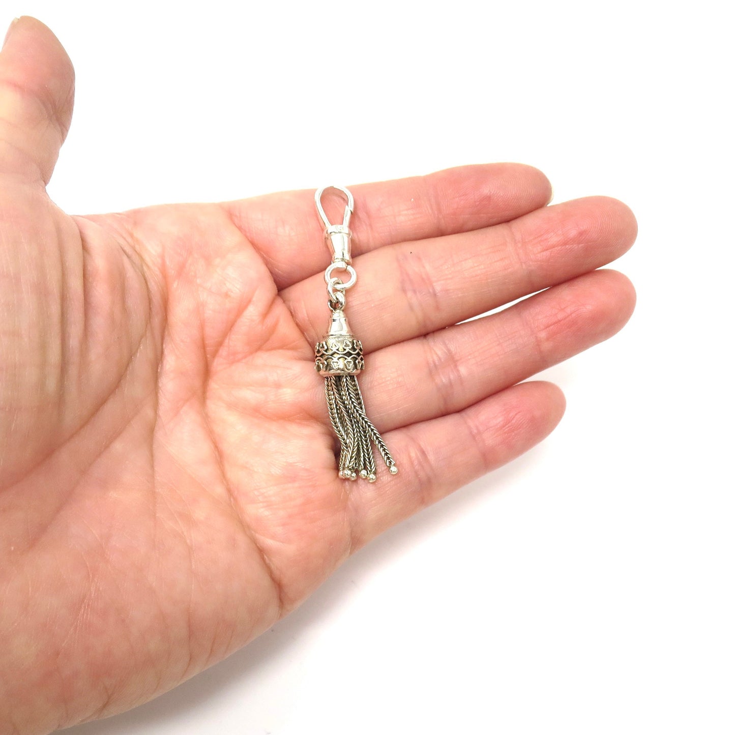 Antique Victorian Sterling Silver Ornate Fob Tassel Pendant