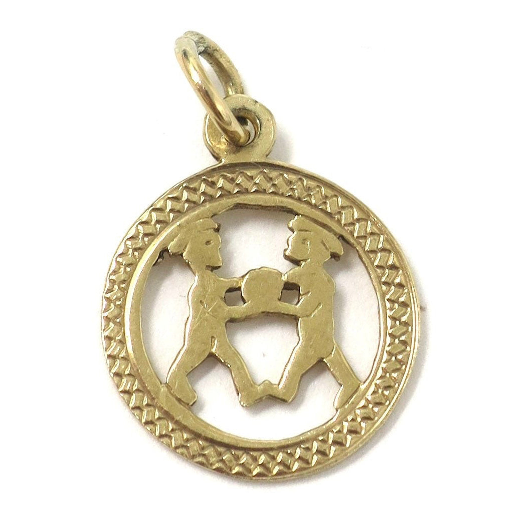 Vintage 1975 Birmingham 9ct Gold Gemini Zodiac Disc Charm