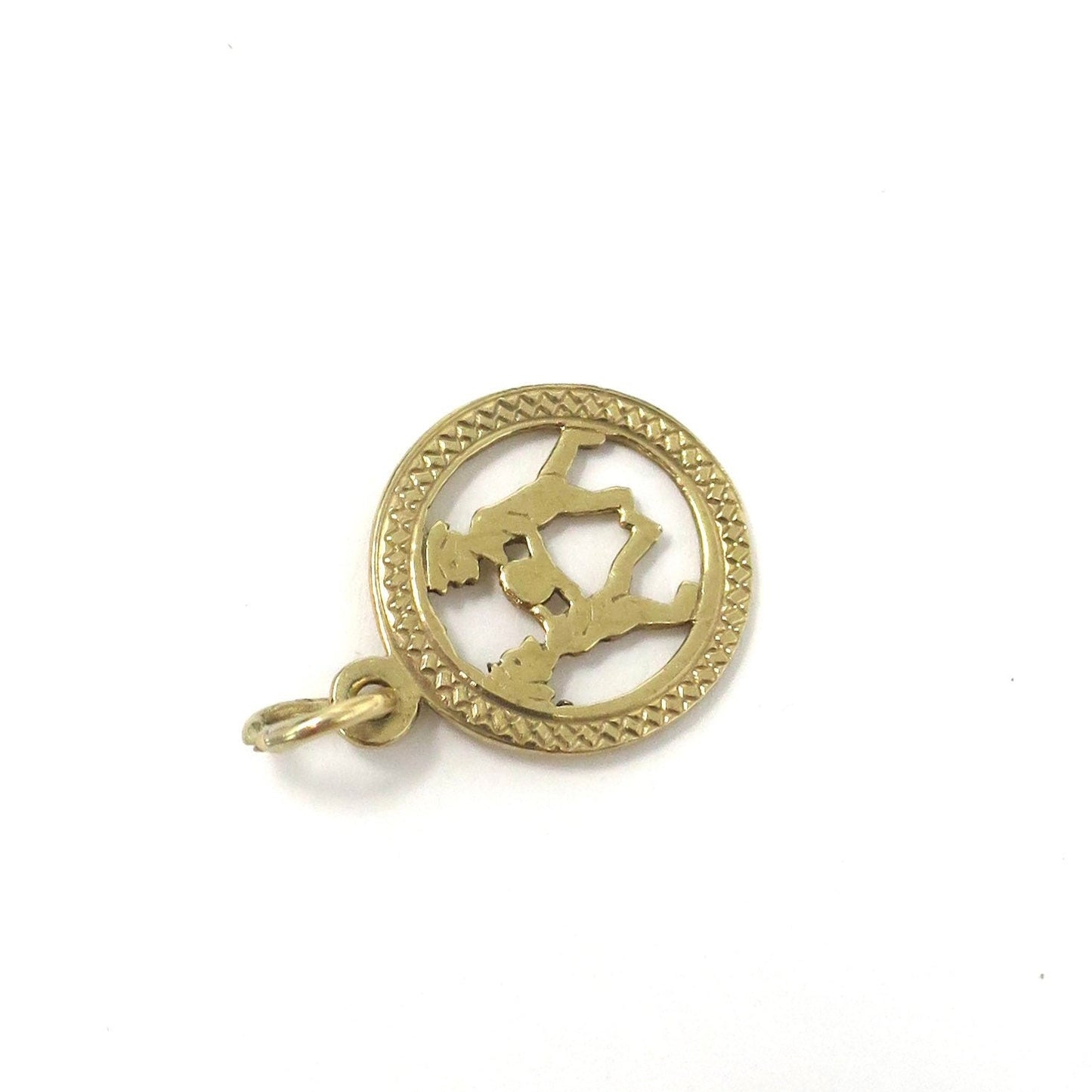 Vintage 1975 Birmingham 9ct Gold Gemini Zodiac Disc Charm