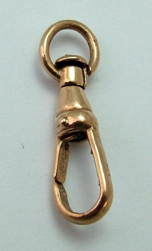 Vintage 1980’s Solid 9ct Rose Gold Swivel Dog Clip Fastener - For Hanging Fobs & Charms