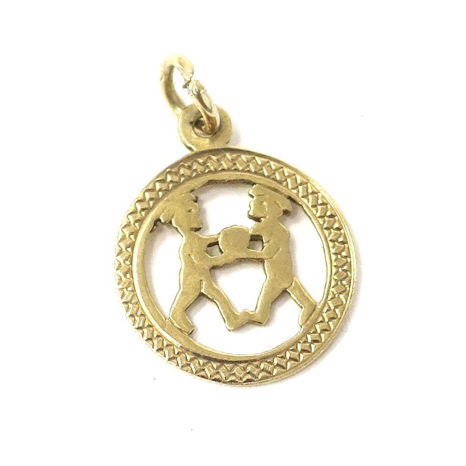 Vintage 1975 Birmingham 9ct Gold Gemini Zodiac Disc Charm